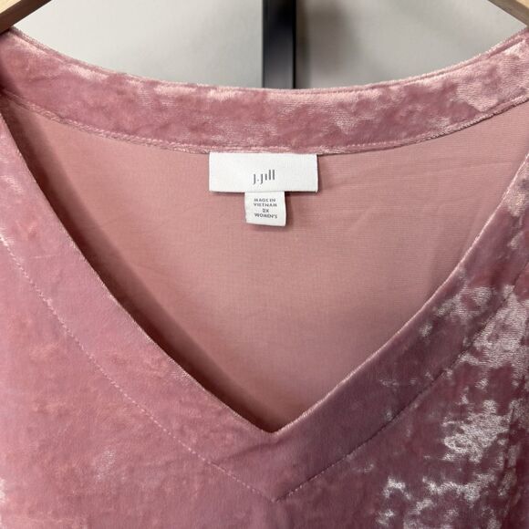 J. Jill Pink Crushed Velvet Long Sleeve V-Neck Top Size 2X - Picture 5 of 6